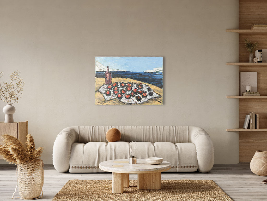 Evocative sea-urchin themed painting