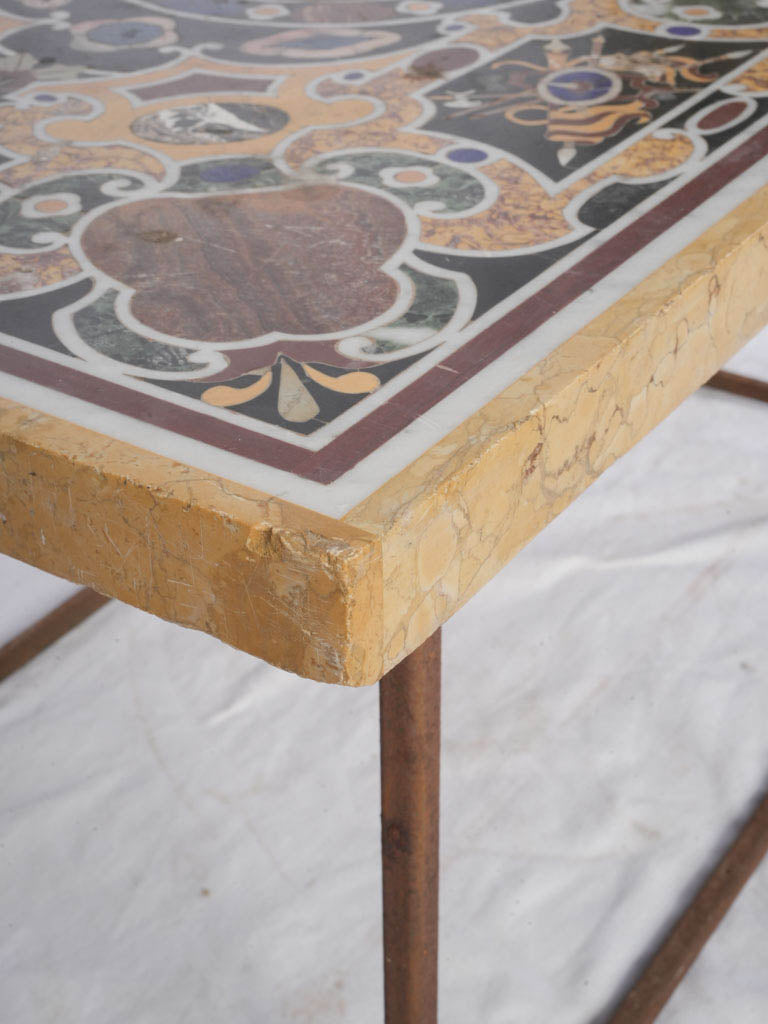 Colorful dynamic marquetry coffee table