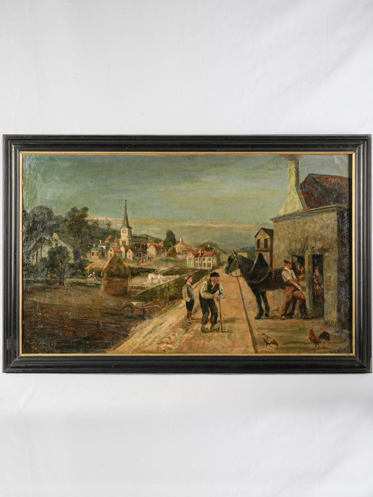 Vintage oil painting, rural scene