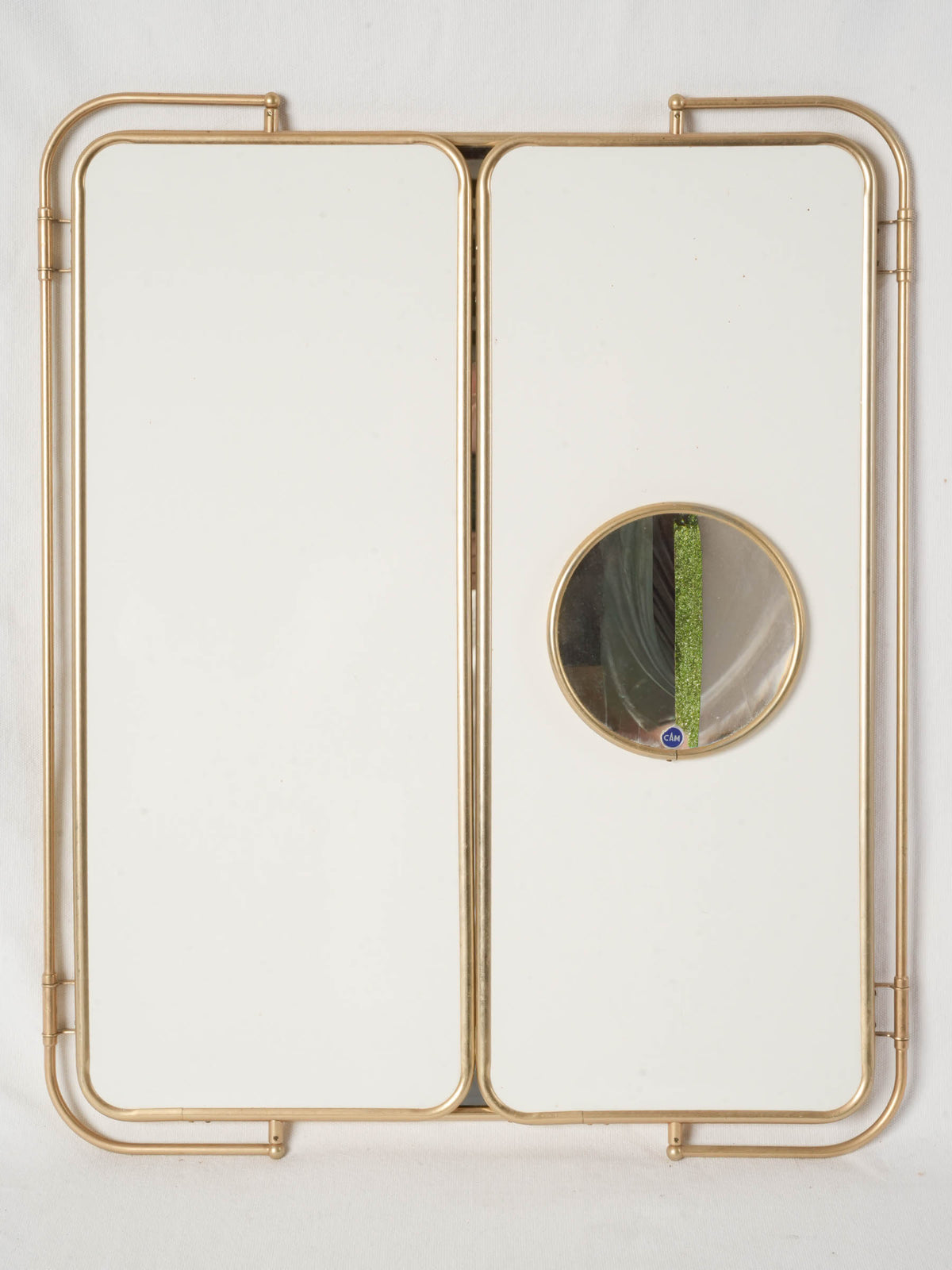 French Brass Triptych Bathroom Mirror 26" x 41¼"