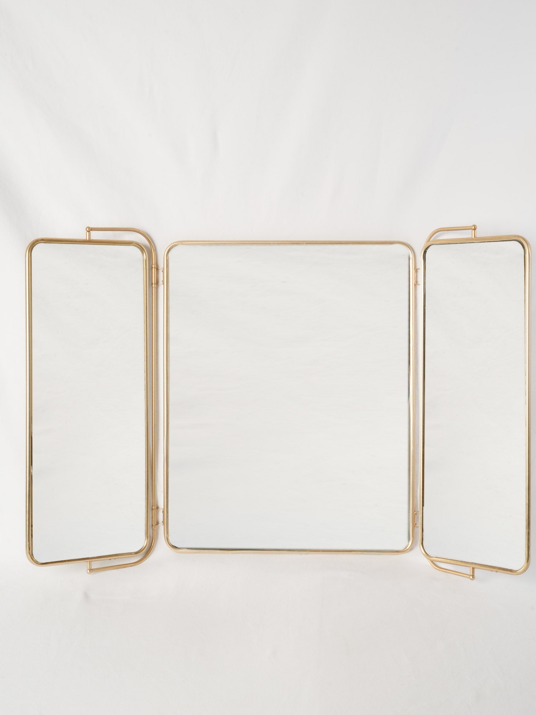 French Brass Triptych Bathroom Mirror 26" x 41¼"