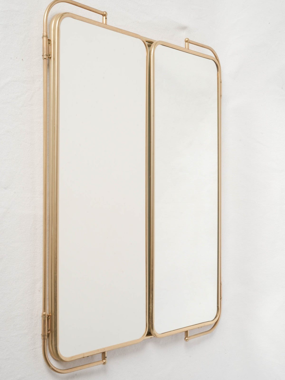French Brass Triptych Bathroom Mirror 26" x 41¼"