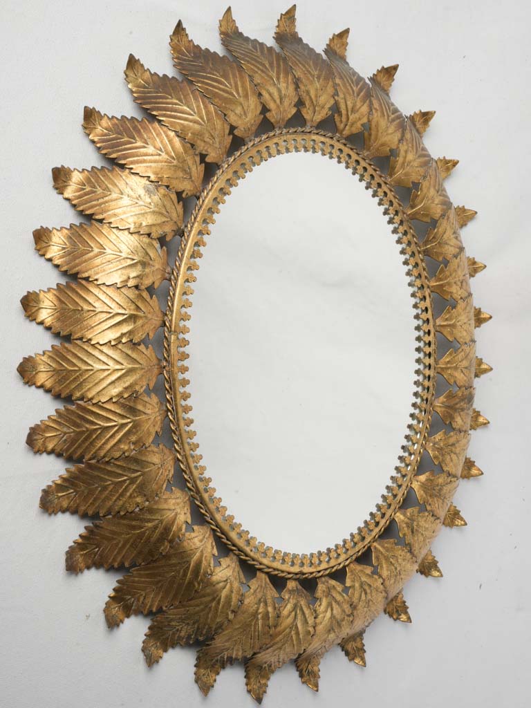 1950s French Gilt Metal Radiant Sunburst Mirror - 29¼" x 25¼"