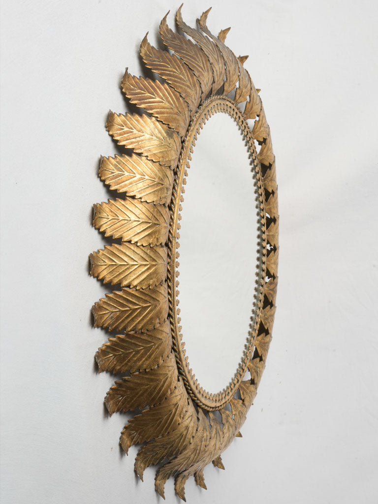 1950s French Gilt Metal Radiant Sunburst Mirror - 29¼" x 25¼"