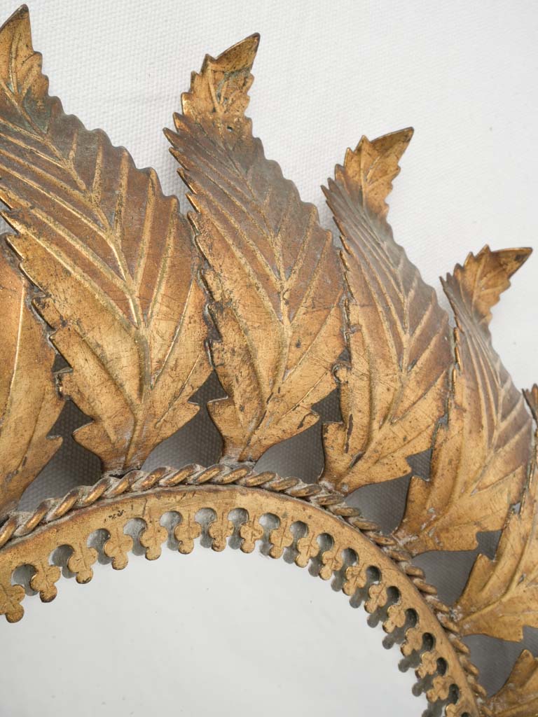 1950s French Gilt Metal Radiant Sunburst Mirror - 29¼" x 25¼"