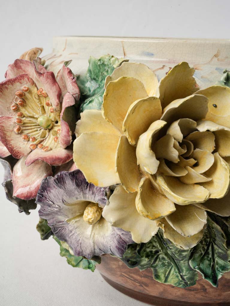 Intricately detailed ceramic flowerpot