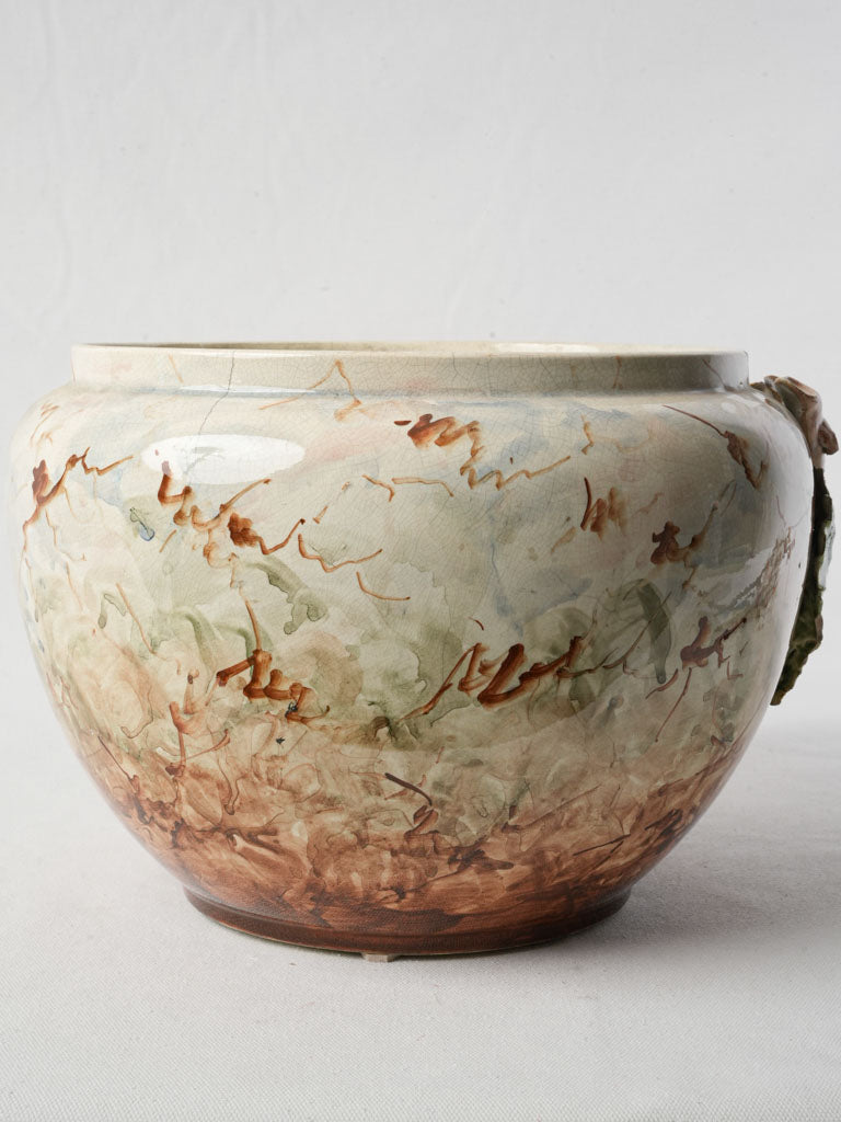 Technically impressive glazed majolica pot