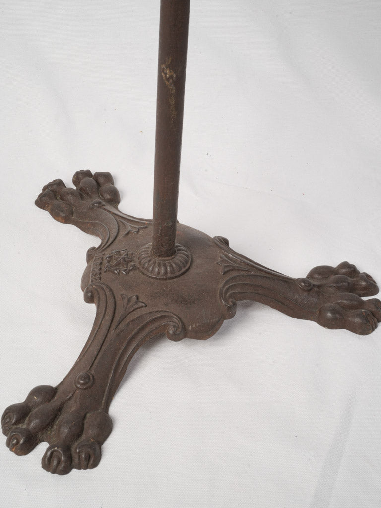 1900s French Cast-Iron Bistro Table w/ Paw Feet and Marble Top - 28" x 22"