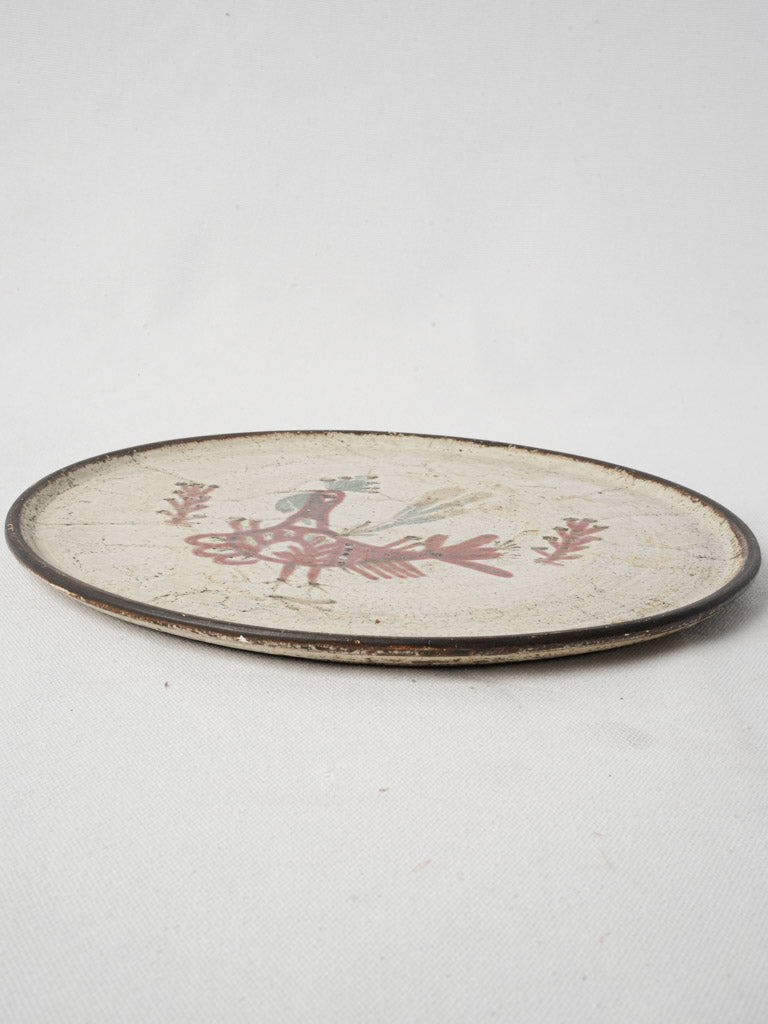 Terracotta red floral design plate