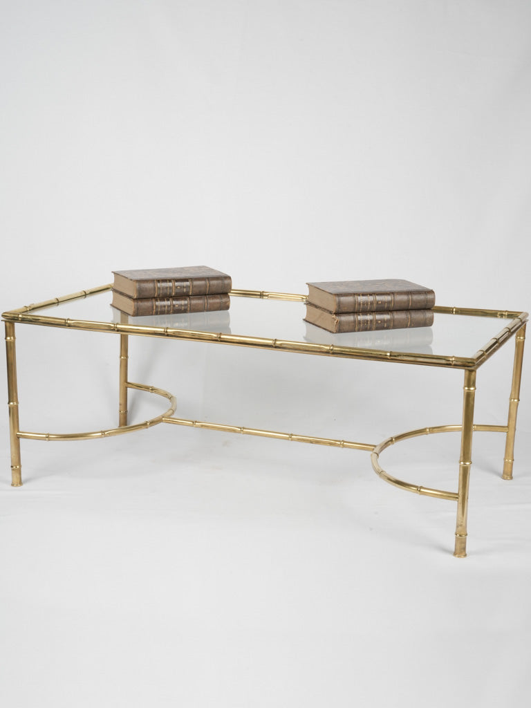Faux bamboo glass & brass coffee table - rectangular 47¼" x 23¾"