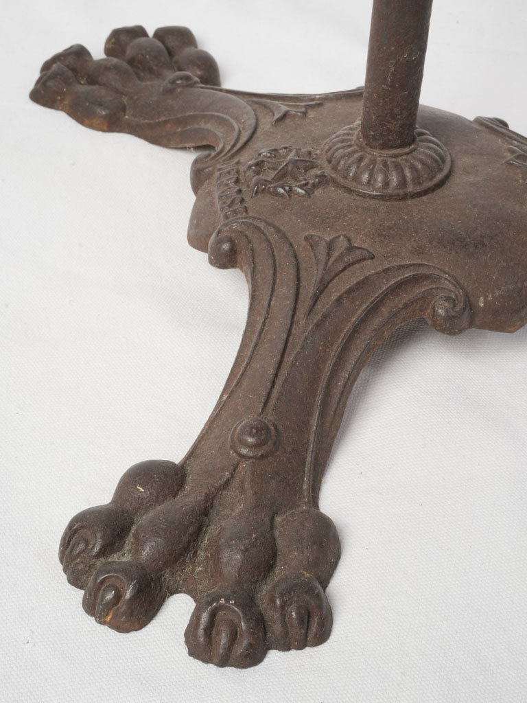 1900s French Cast-Iron Bistro Table w/ Paw Feet and Marble Top - 28" x 22"