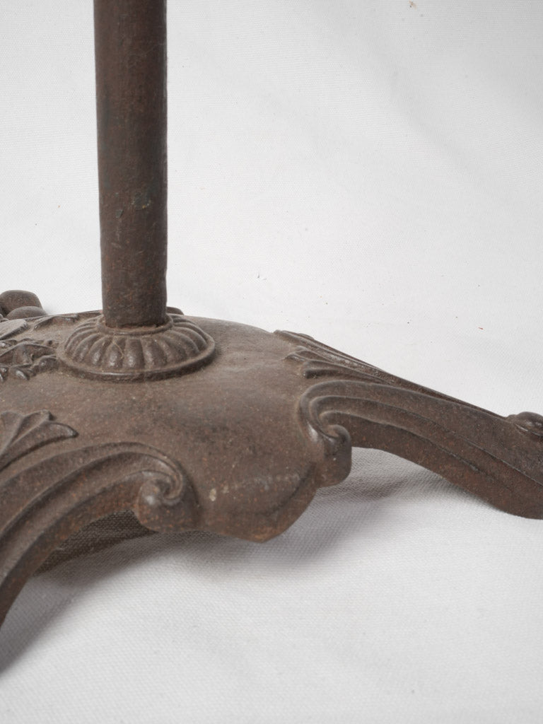 1900s French Cast-Iron Bistro Table w/ Paw Feet and Marble Top - 28" x 22"