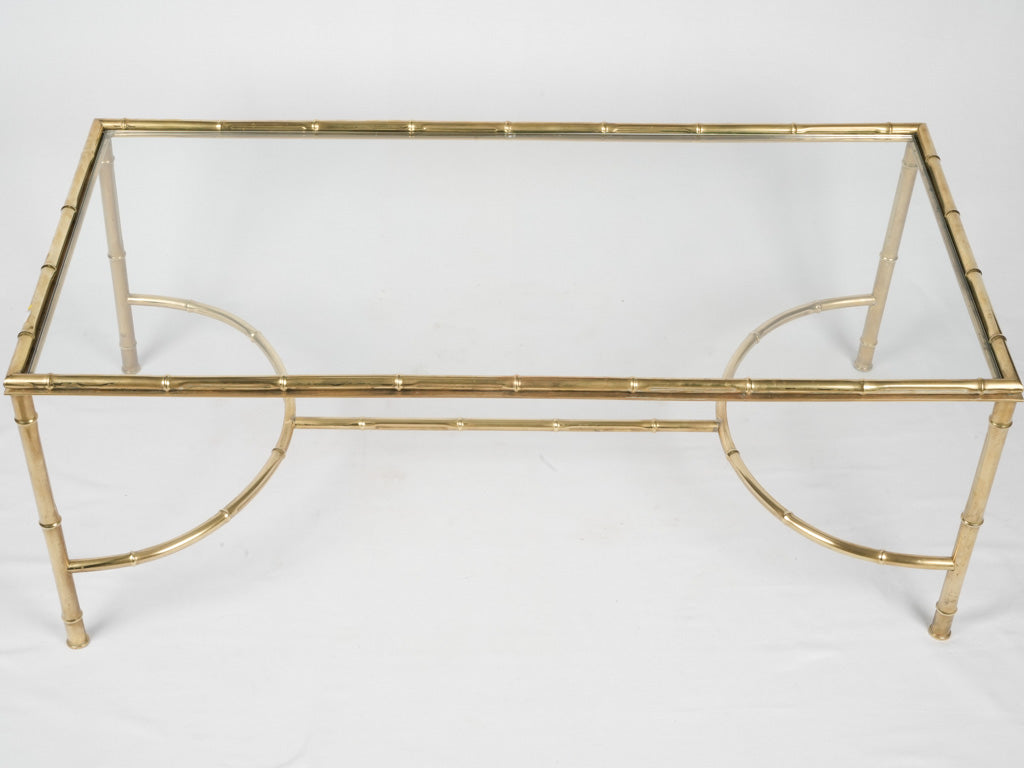 Faux bamboo glass & brass coffee table - rectangular 47¼" x 23¾"