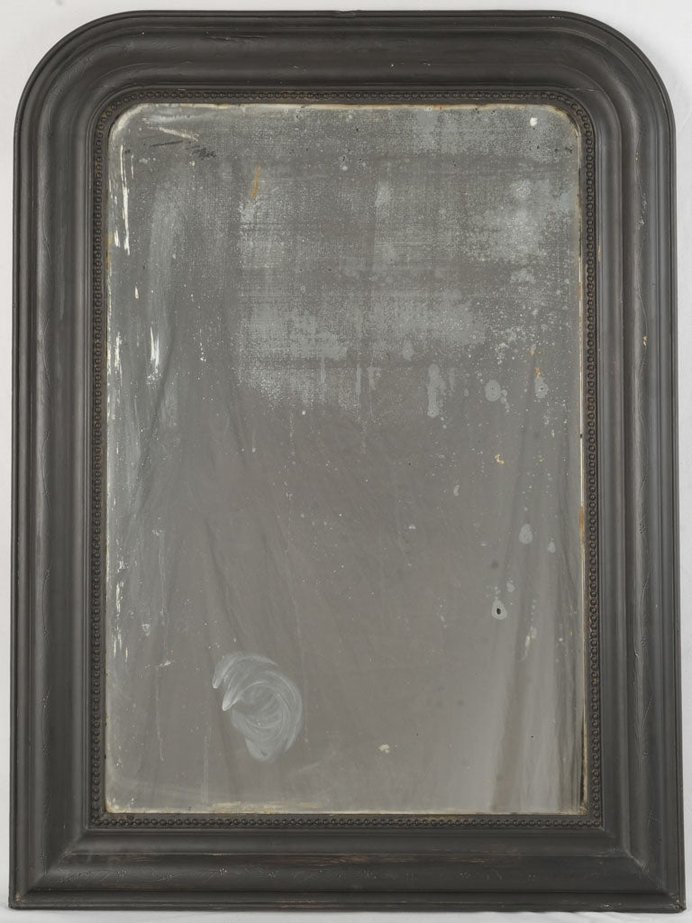 Antique French black frame mirror