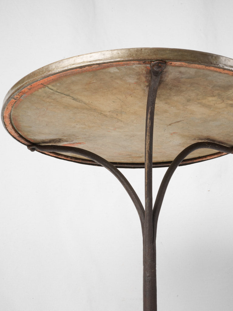 1900s French Cast-Iron Bistro Table w/ Paw Feet and Marble Top - 28" x 22"