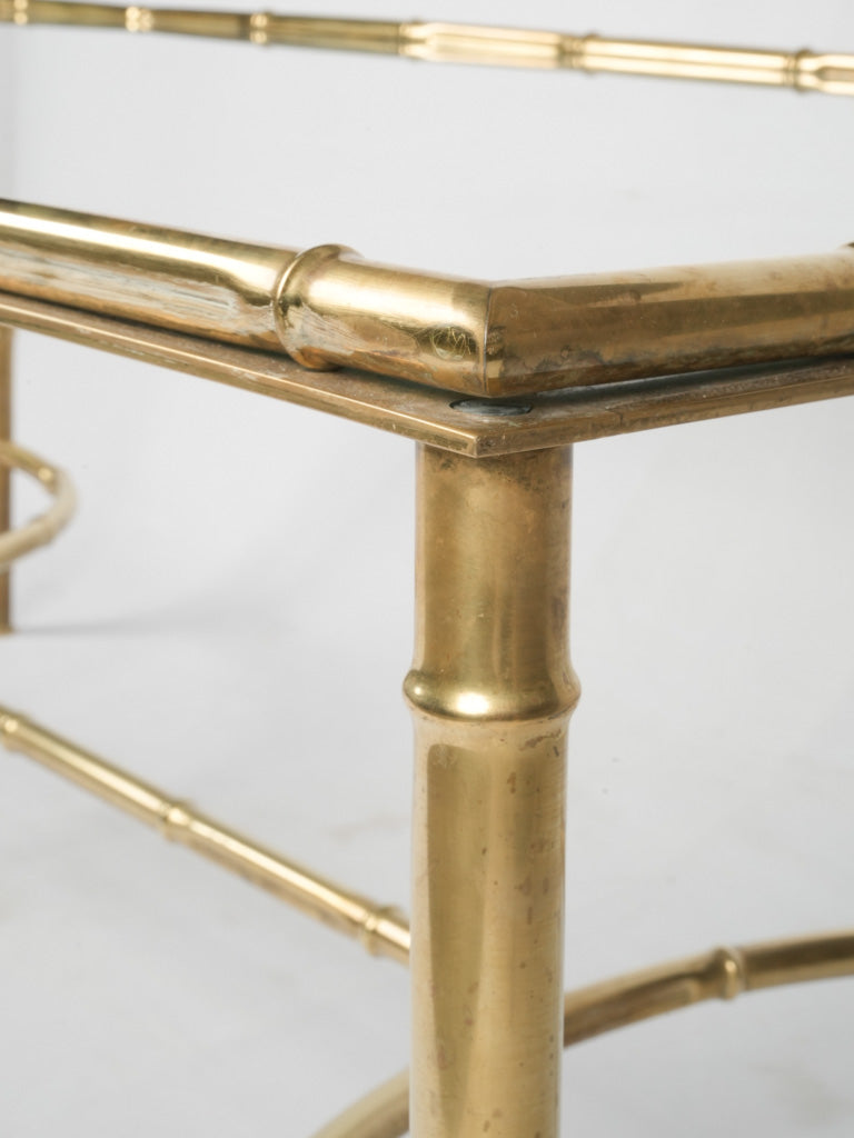 Faux bamboo glass & brass coffee table - rectangular 47¼" x 23¾"