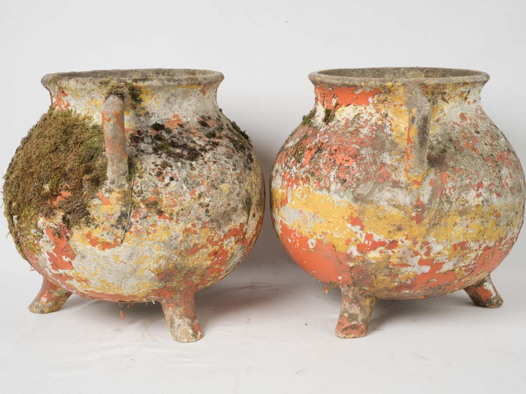 Timeworn Eternit Marmite cauldron planters