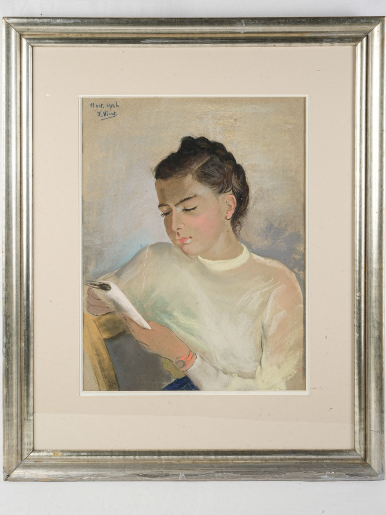 Exquisite vintage pastel portrait artwork