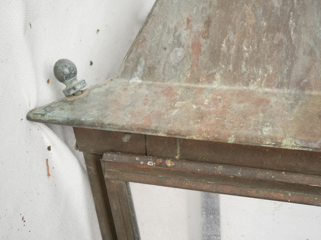 Antique verdigris patina copper street light