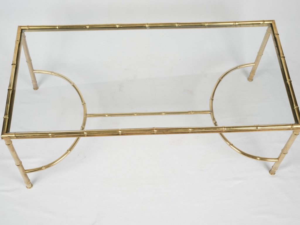 Faux bamboo glass & brass coffee table - rectangular 47¼" x 23¾"