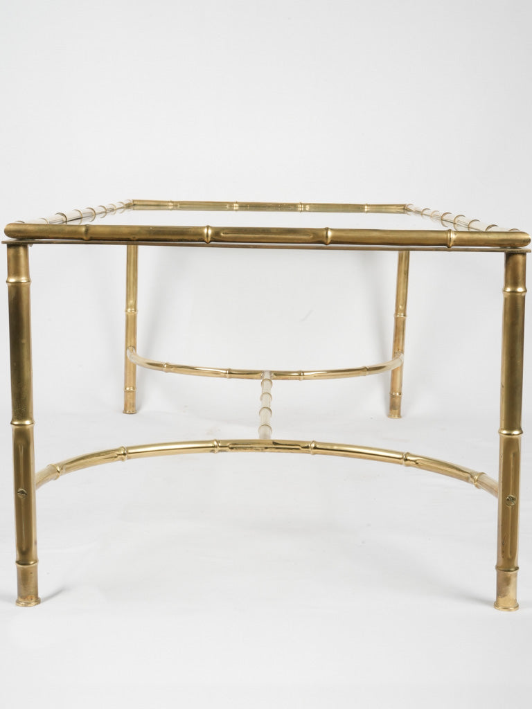 Faux bamboo glass & brass coffee table - rectangular 47¼" x 23¾"