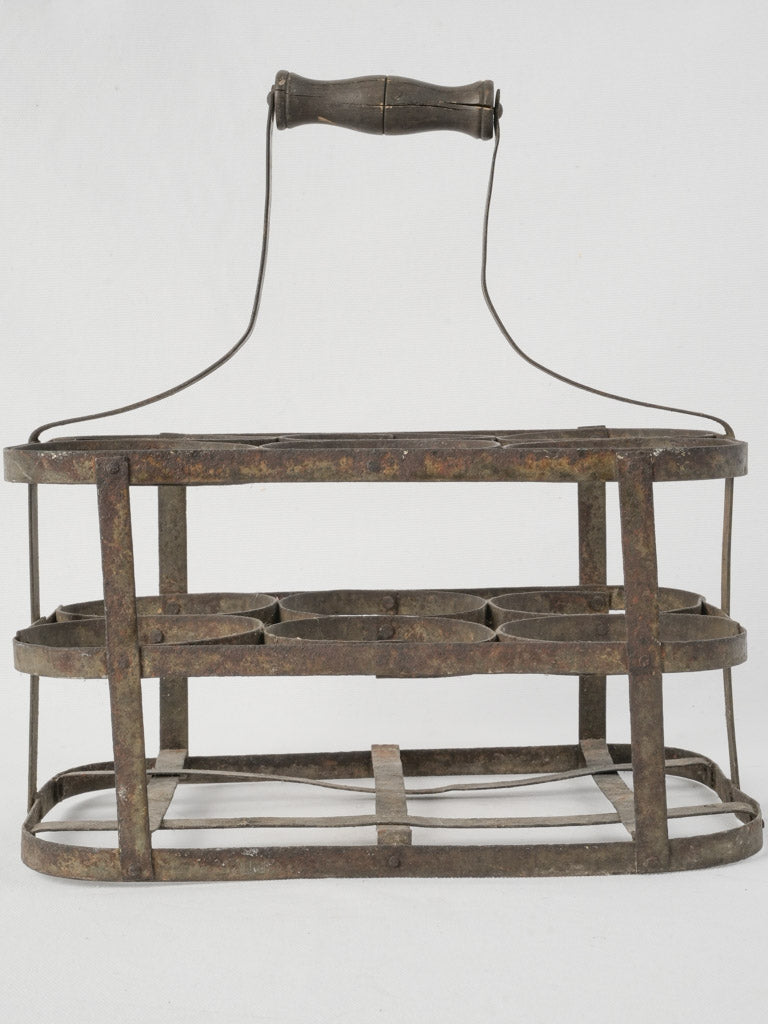 Rustic wooden handle wine caddy