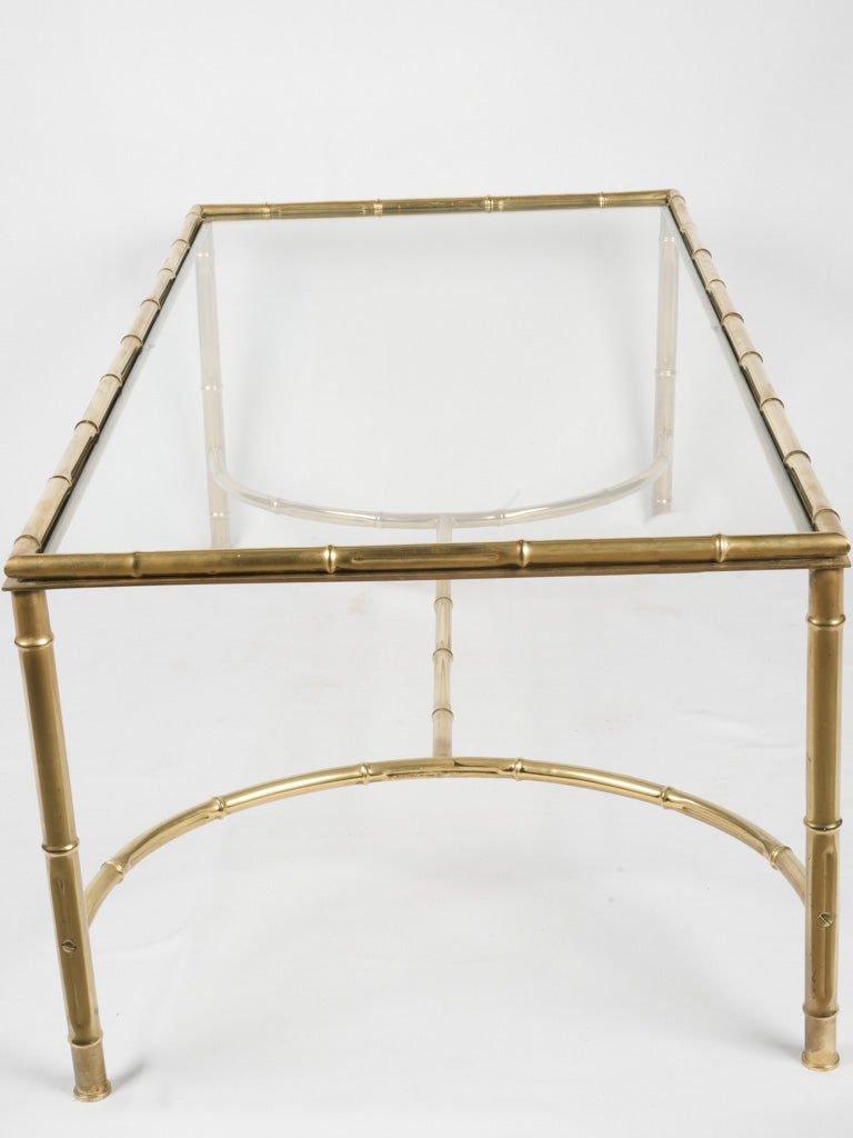 Faux bamboo glass & brass coffee table - rectangular 47¼" x 23¾"