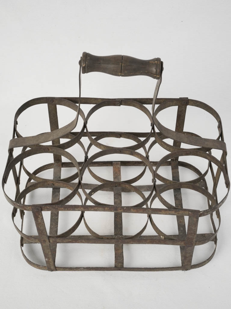 Antique riveted 6 bottle carrier