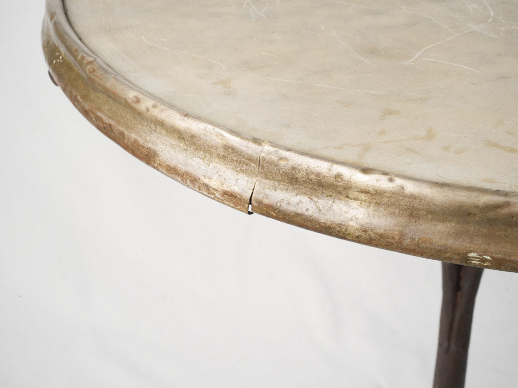1900s French Cast-Iron Bistro Table w/ Paw Feet and Marble Top - 28" x 22"