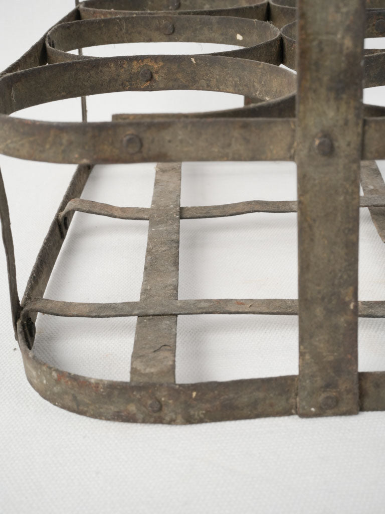 Patinaed iron wine bottle tote
