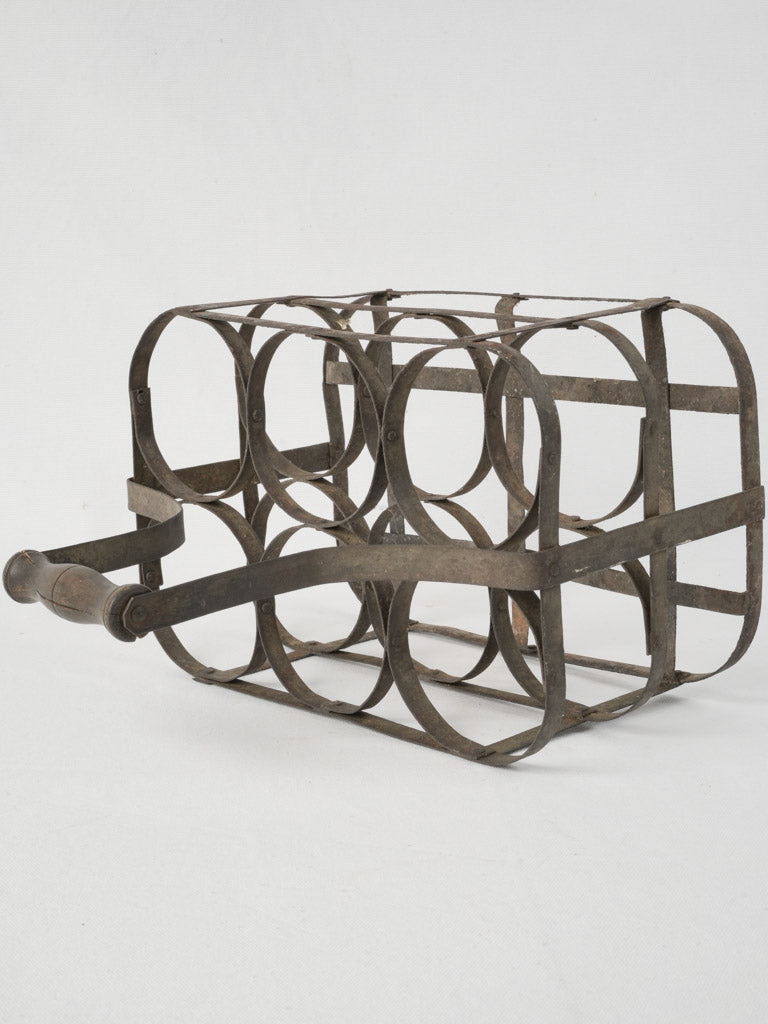 Aged wooden handle wine holder