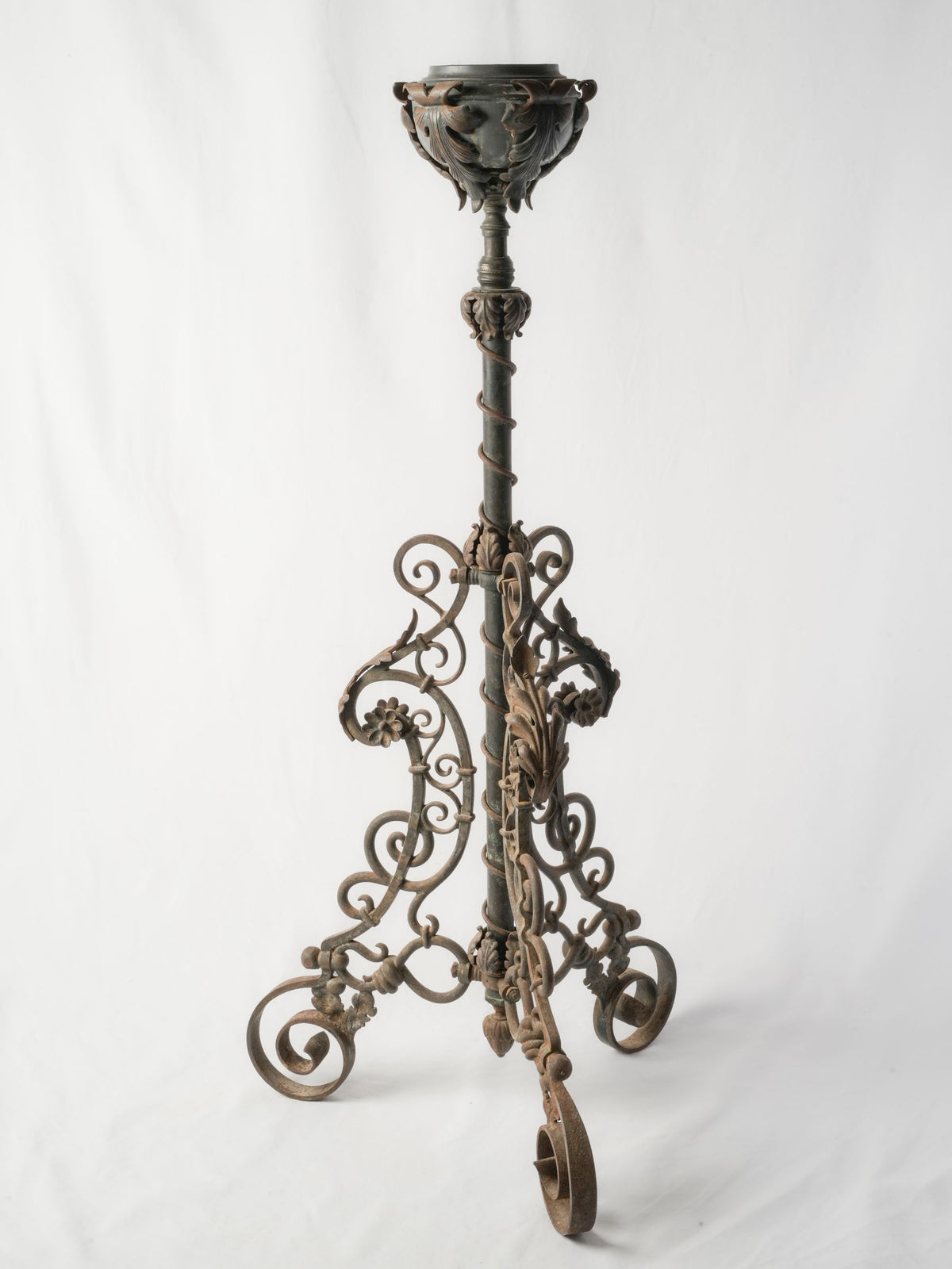 Adjustable Antique Wrought-Iron Torchère