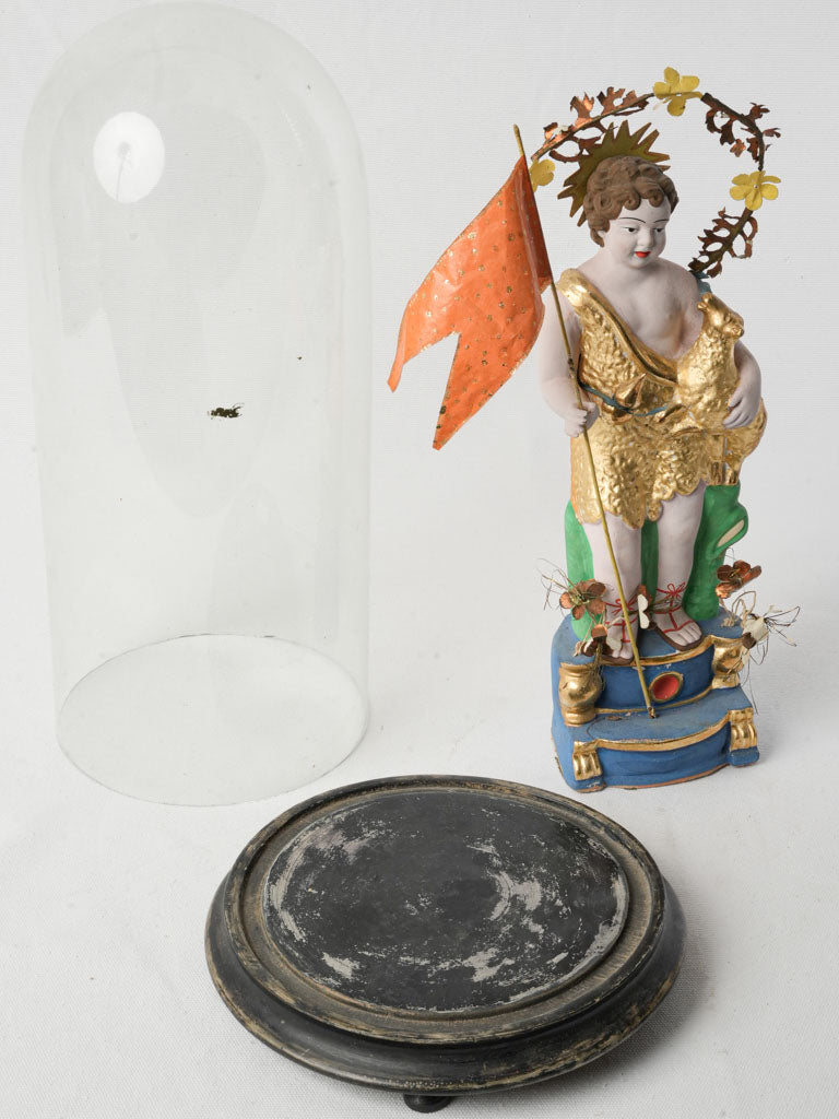 French folk art glass dome  