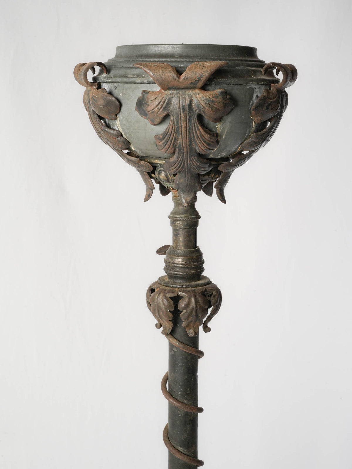 Adjustable Antique Wrought-Iron Torchère