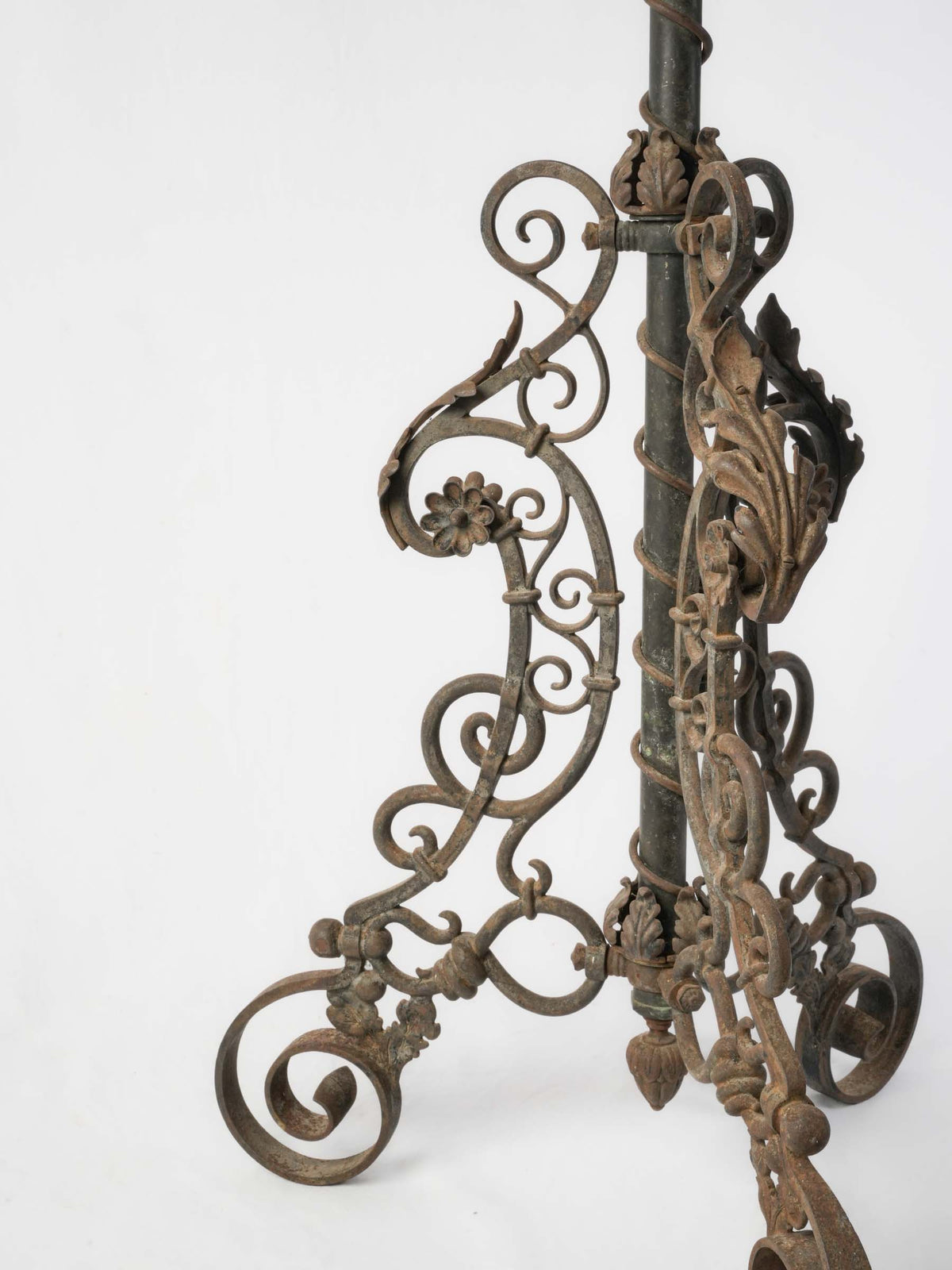 Adjustable Antique Wrought-Iron Torchère