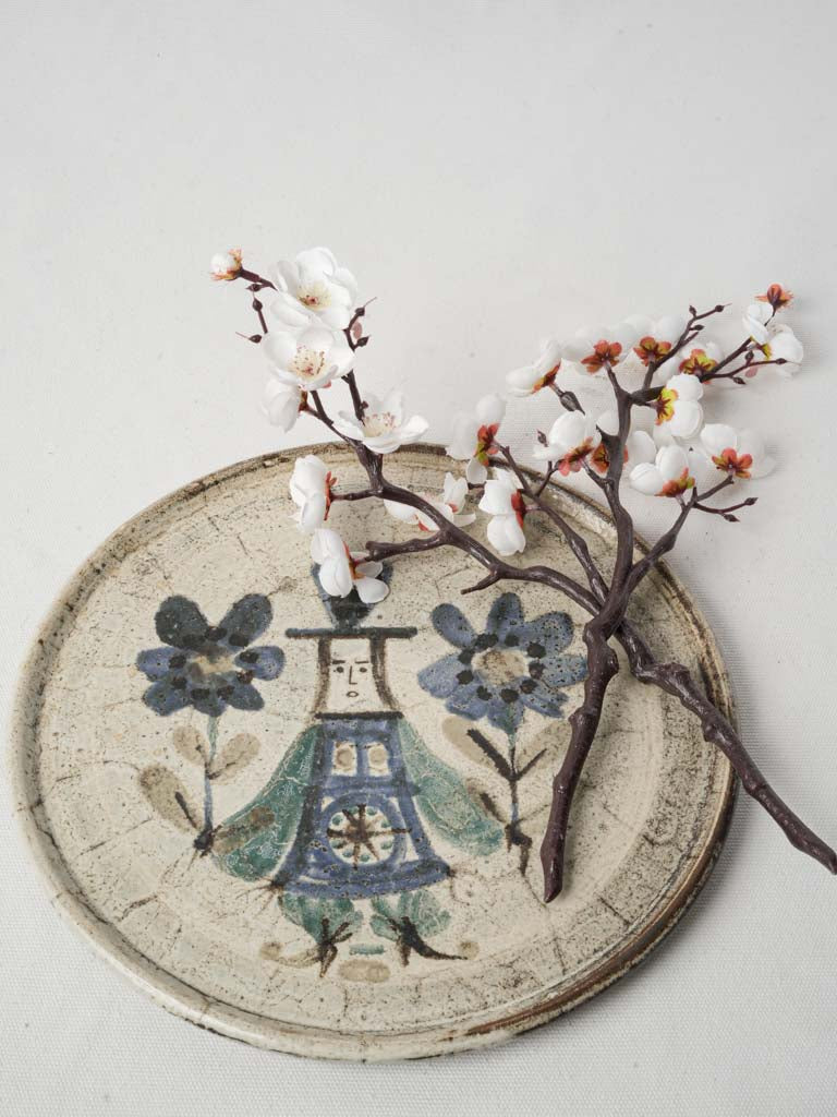 Hand-painted mid-century ceramic plate