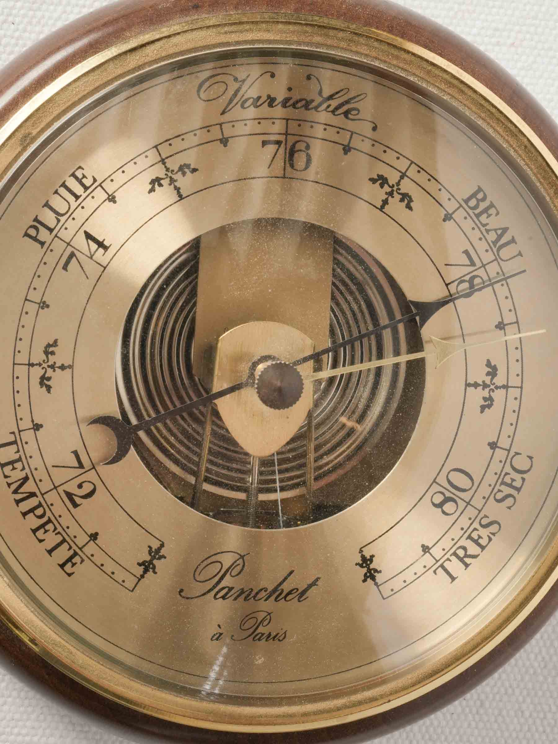 Antique French Chestnut Barometer by Panchet à Paris 6¾"