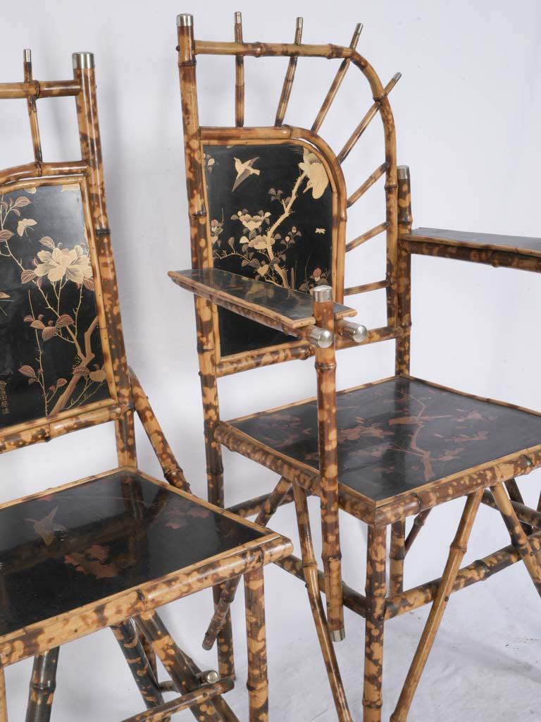 Delicate tortoiseshell salon chairs