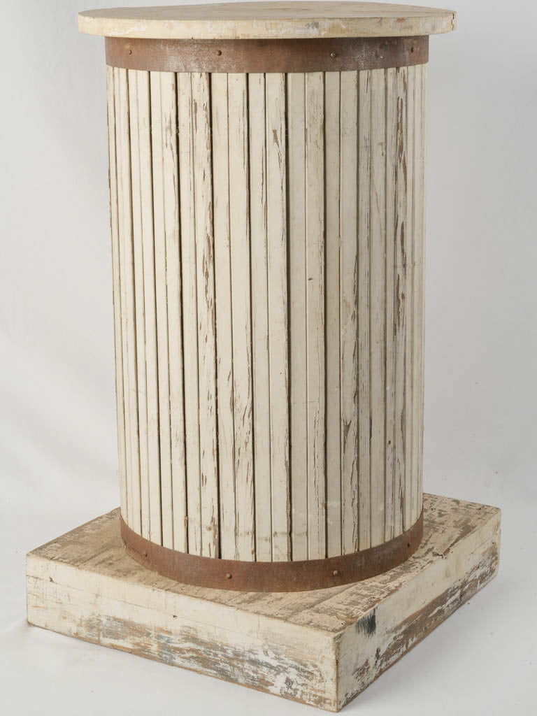 Distressed white, large wooden pedestal