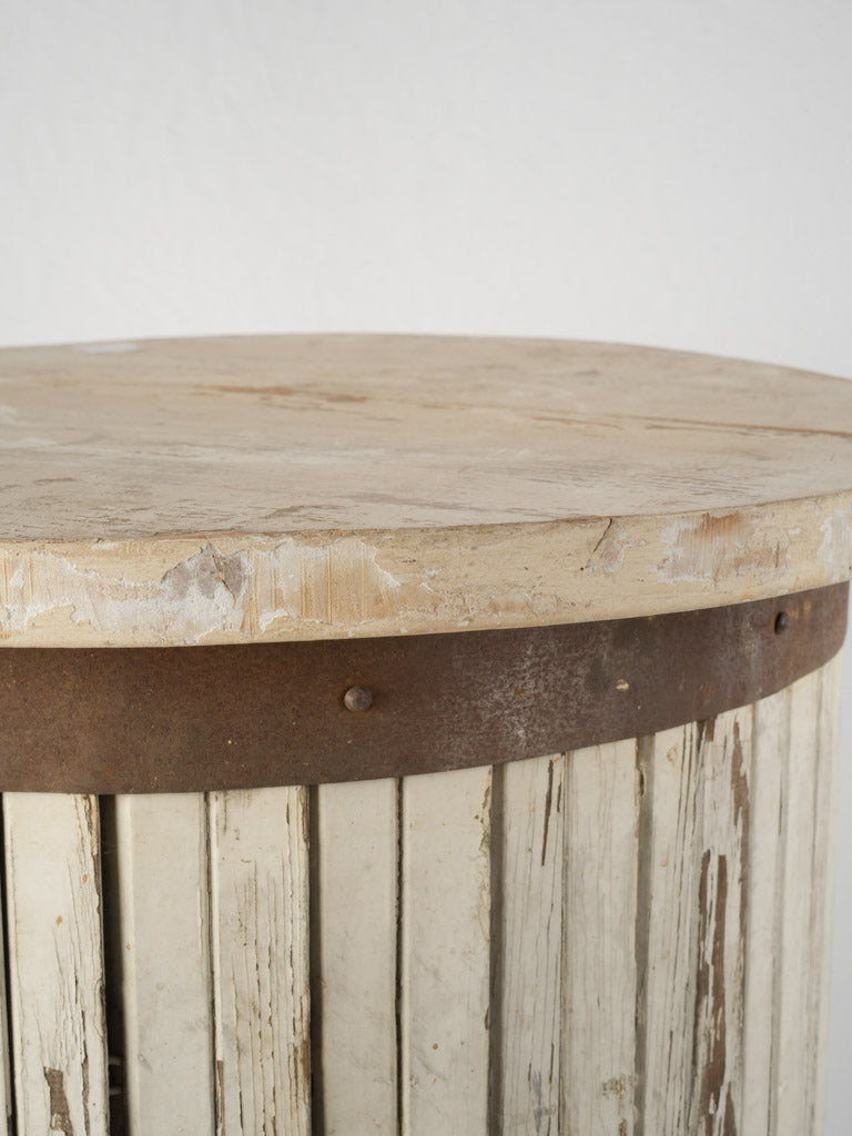 Antique patina, large wooden column stand