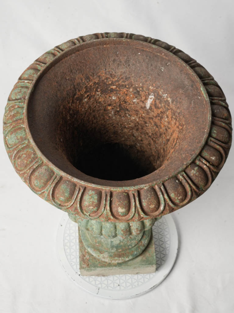 Richly mottled painterly patina urn