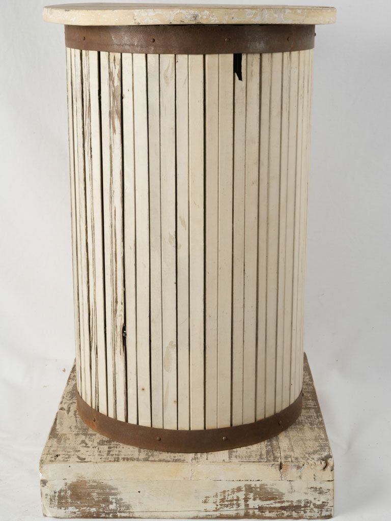 Aged, white patina, wooden sculpture stand