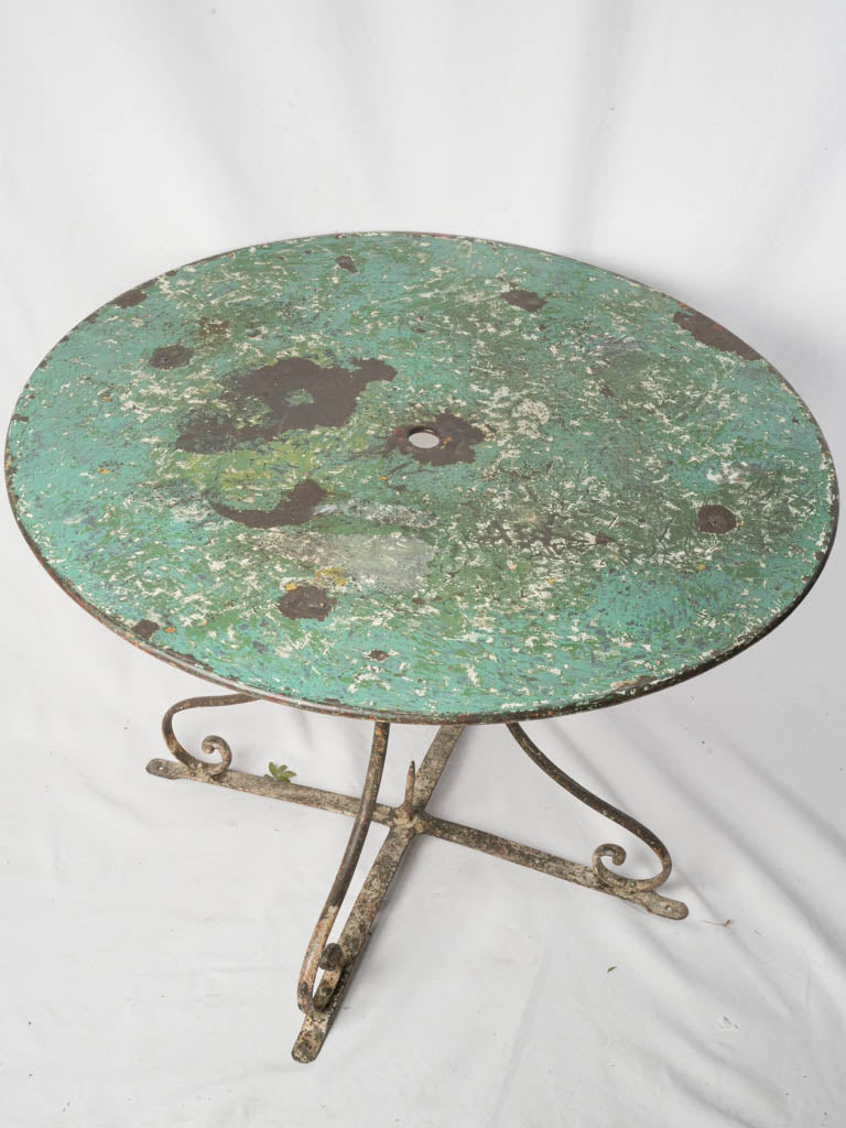 Charming Late 19th-Century French Wrought-Iron Garden Table w/ Original Green Paint - 27½" x 38½"