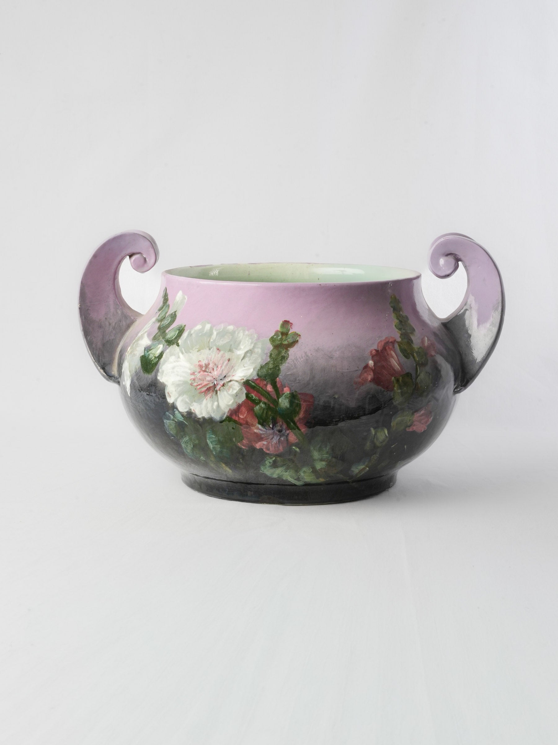 Striking Majolica Jardinière W/ Handles Signed Jérôme Massier (Fils) Vallauris c. 1900 - 20½"