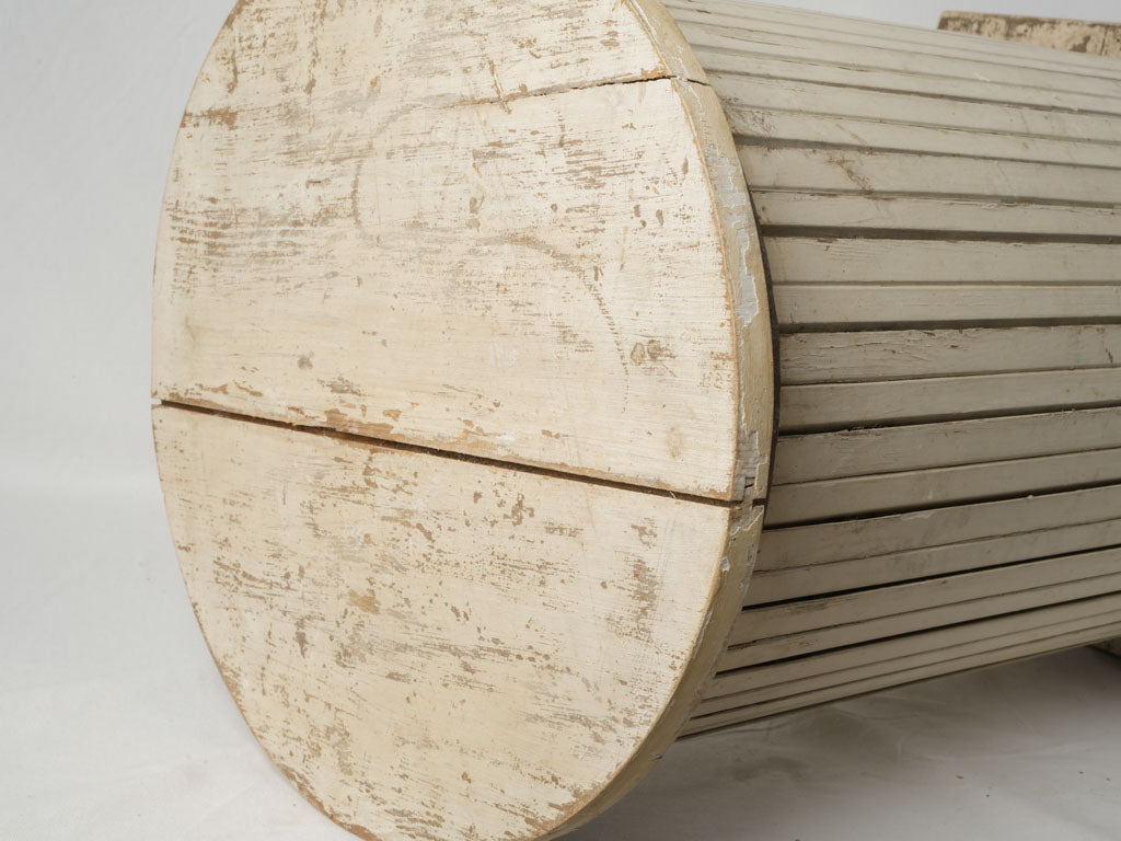 White patina, aged wooden sculpture stand