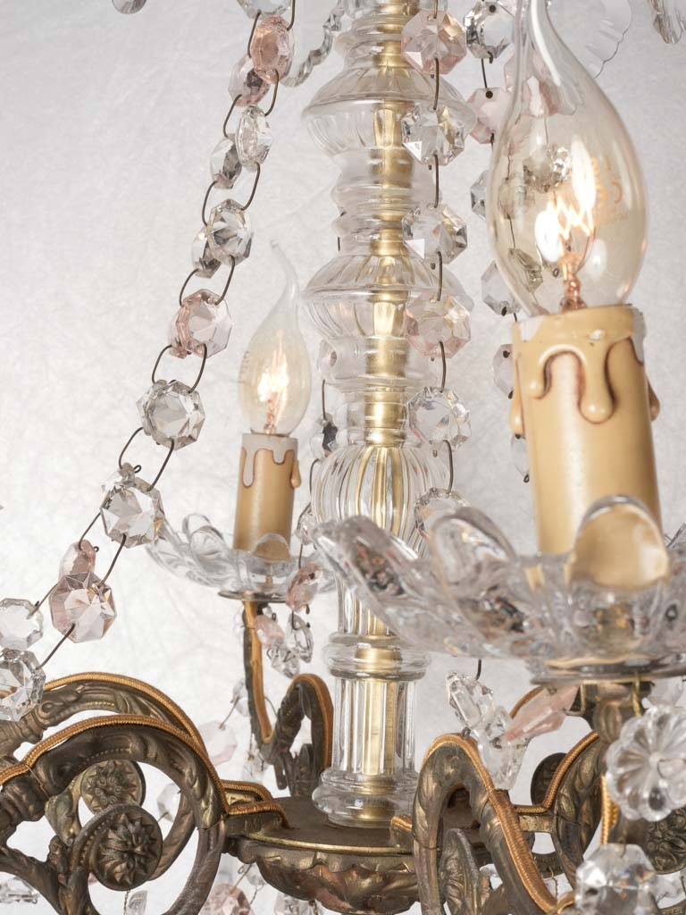 Victorian pink crystal light fixture