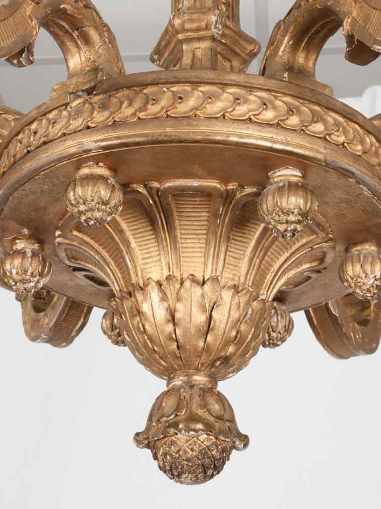 French Antique Ornate Gilded Chandelier