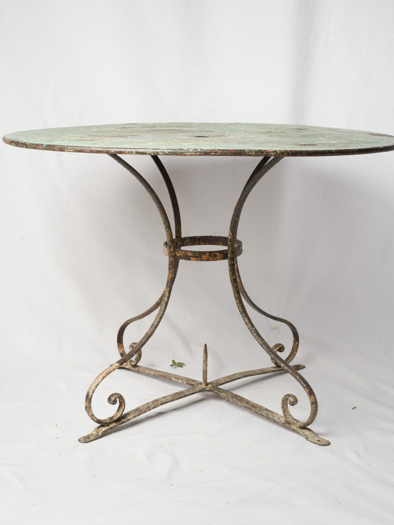 Charming Late 19th-Century French Wrought-Iron Garden Table w/ Original Green Paint - 27½" x 38½"