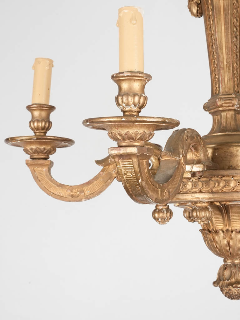 Elegant Antique Gilded Foliage Chandelier