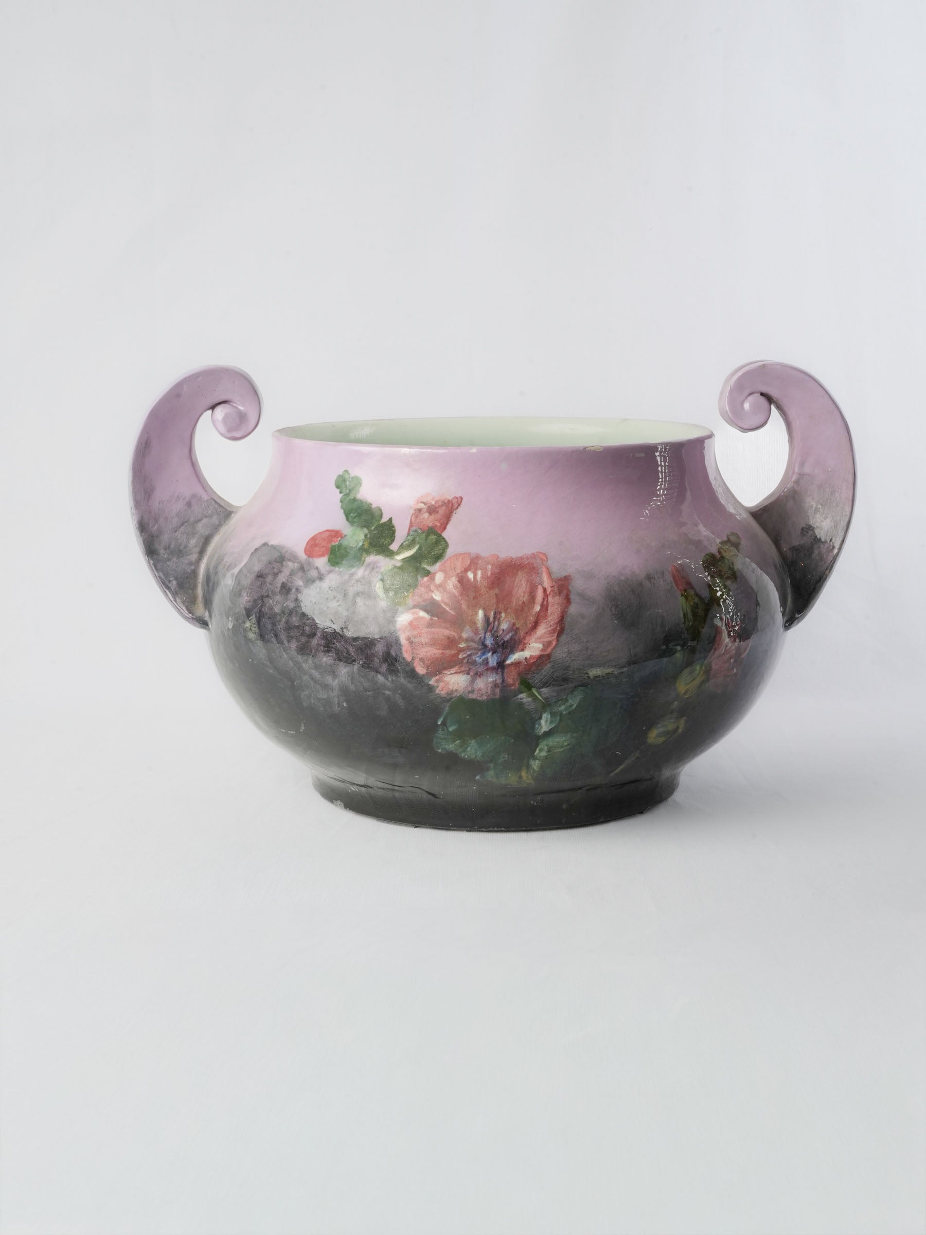 Striking Majolica Jardinière W/ Handles Signed Jérôme Massier (Fils) Vallauris c. 1900 - 20½"